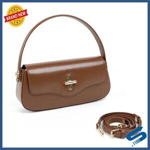 Genuine Leather Crossbody Bag with Top Handle, Adjustable Strap, 3 Compartments